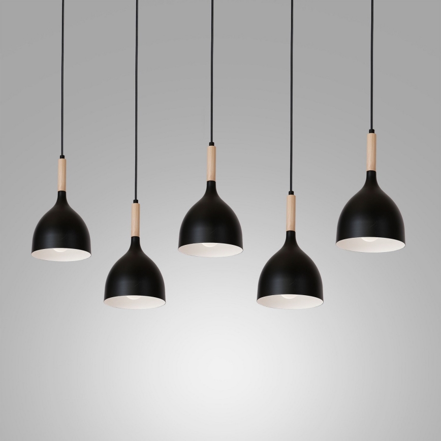 Chandelier on a string NOAK WOOD 5xE27/60W/230V