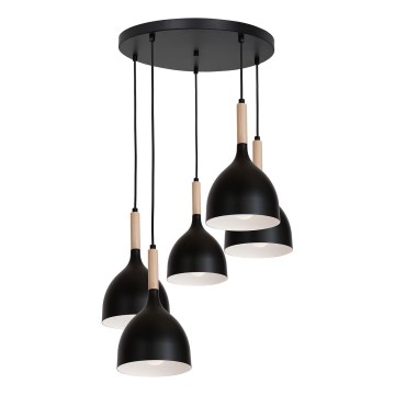 Chandelier on a string NOAK WOOD 5xE27/60W/230V