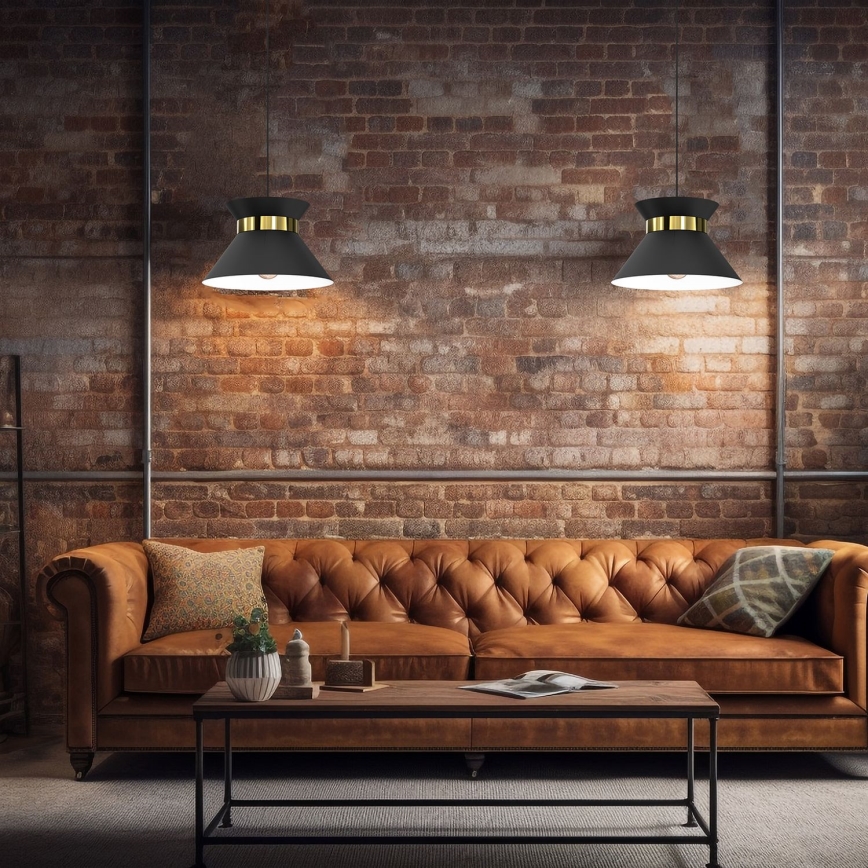 Chandelier on a string NORGE 1xE27/15W/230V black/gold