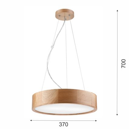 Chandelier on a string OAK 2xE27/60W/230V oak ø 37 cm