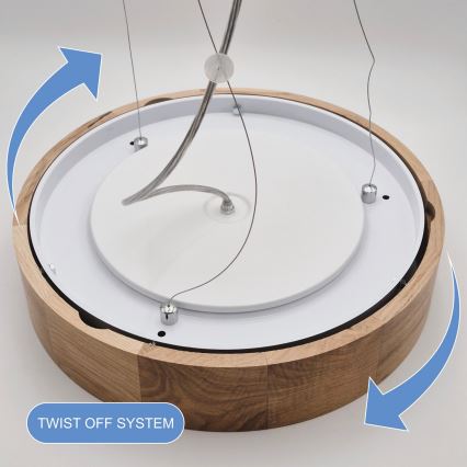 Chandelier on a string OAK 3xE27/60W/230V oak ø 47,5 cm - FSC certified