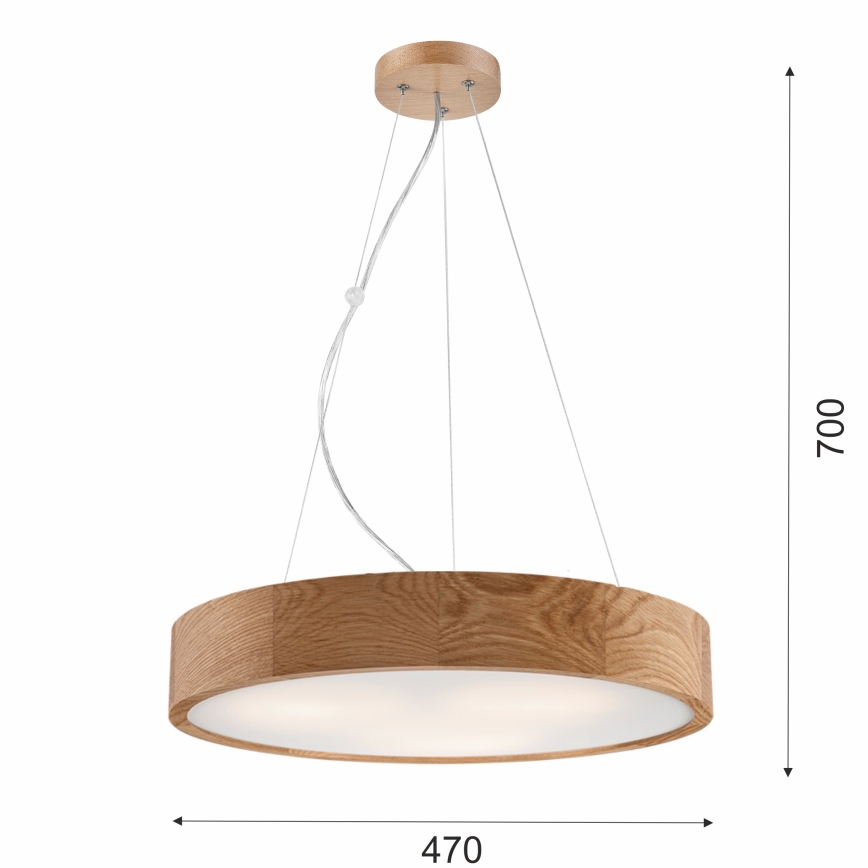 Chandelier on a string OAK 3xE27/60W/230V oak ø 47,5 cm - FSC certified