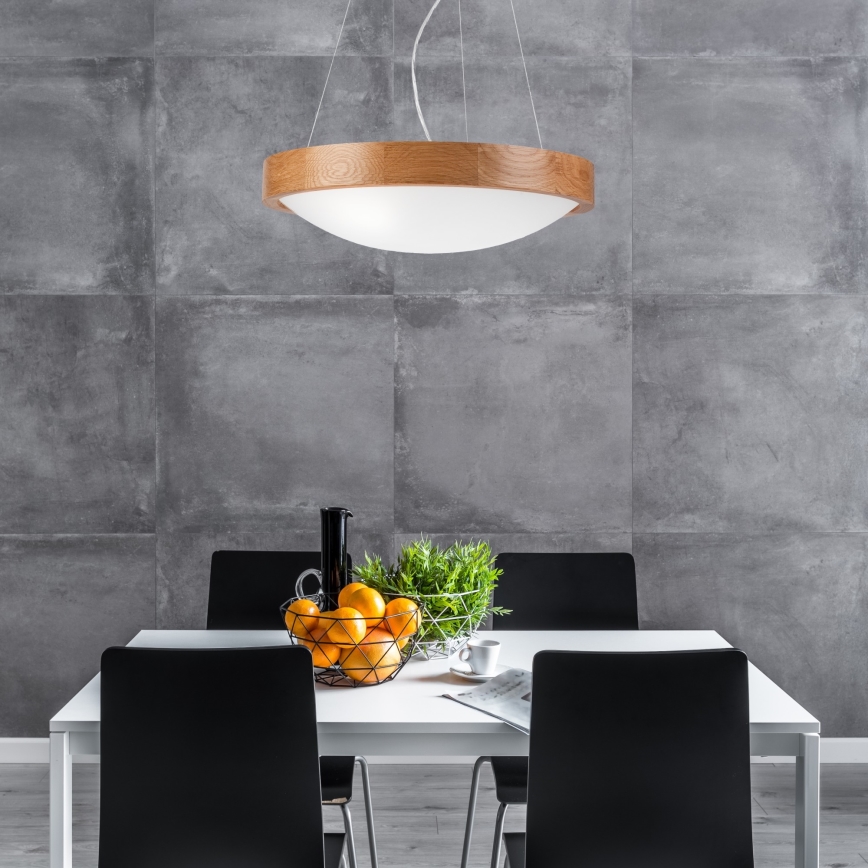 Chandelier on a string OAK SLIM 2xE27/60W/230V ø 37 cm oak