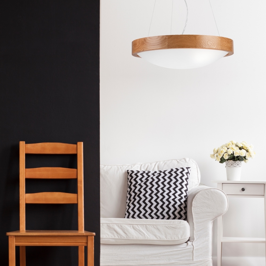 Chandelier on a string OAK SLIM 2xE27/60W/230V ø 37 cm oak