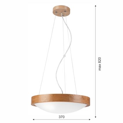 Chandelier on a string OAK SLIM 2xE27/60W/230V ø 37 cm oak