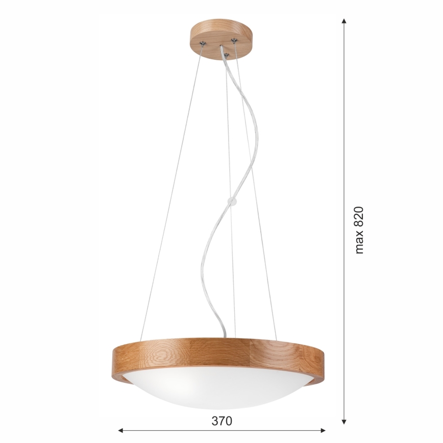 Chandelier on a string OAK SLIM 2xE27/60W/230V ø 37 cm oak