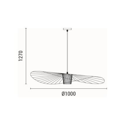 Chandelier on a string OGGI 1xE27/40W/230V d. 100 cm black