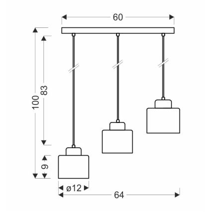 Chandelier on a string OLENA 3xE27/60W/230V black