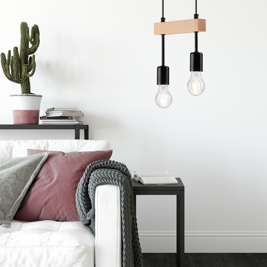Chandelier on a string ORAZIO 2xE27/60W/230V beech - FSC certified