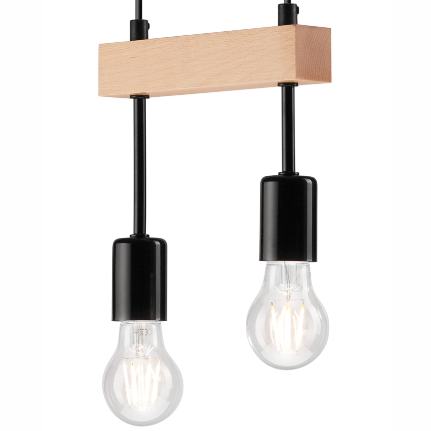 Chandelier on a string ORAZIO 2xE27/60W/230V beech - FSC certified