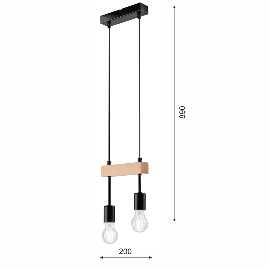 Chandelier on a string ORAZIO 2xE27/60W/230V beech - FSC certified