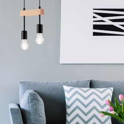 Chandelier on a string ORAZIO 2xE27/60W/230V beech
