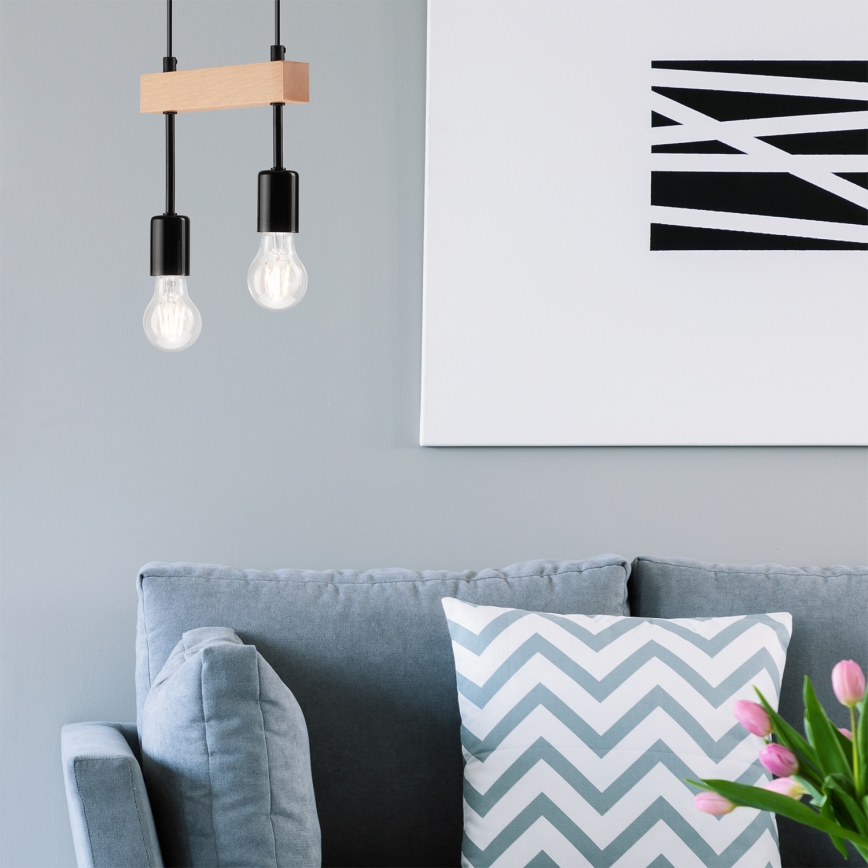 Chandelier on a string ORAZIO 2xE27/60W/230V beech