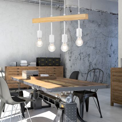 Chandelier on a string ORAZIO 4xE27/60W/230V beech - FSC certified