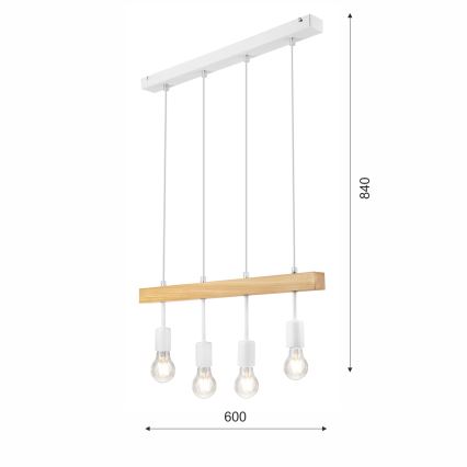 Chandelier on a string ORAZIO 4xE27/60W/230V beech - FSC certified