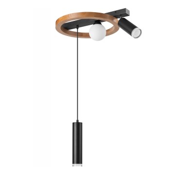 Chandelier on a string OTIS 1xG9/5W/230V + 2xE27/15W/230V oak