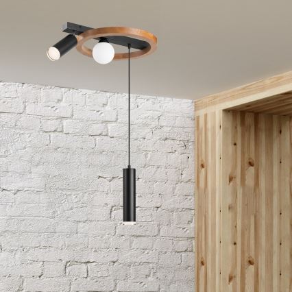 Chandelier on a string OTIS 1xG9/5W/230V + 2xE27/15W/230V oak