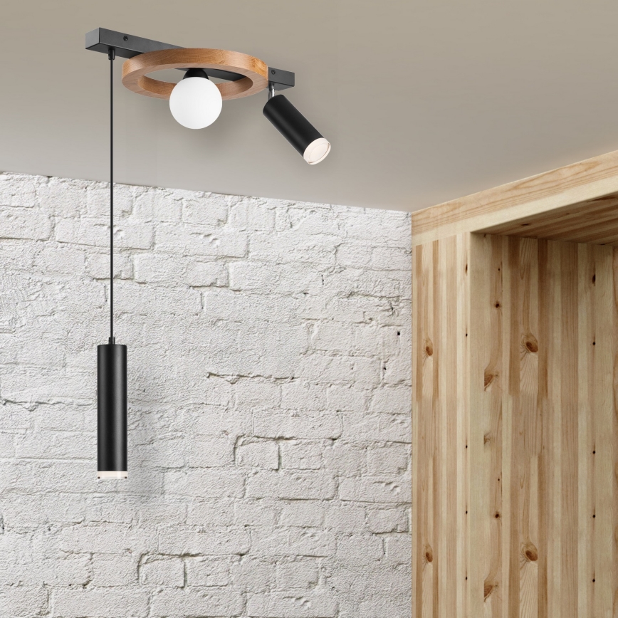 Chandelier on a string OTIS 1xG9/5W/230V + 2xE27/15W/230V oak