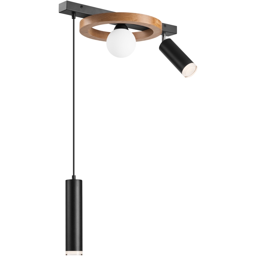 Chandelier on a string OTIS 1xG9/5W/230V + 2xE27/15W/230V oak