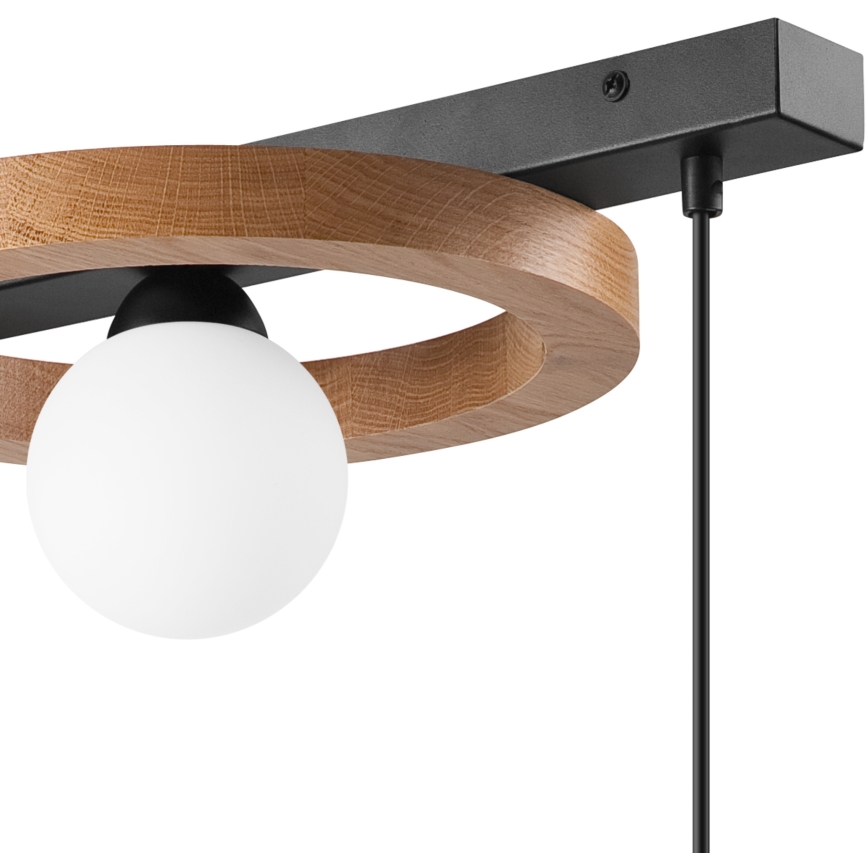 Chandelier on a string OTIS 1xG9/5W/230V + 2xE27/15W/230V oak