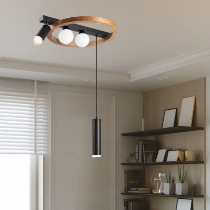 Chandelier on a string OTIS 2xG9/5W/230V + 2xE27/15W/230V oak