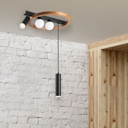 Chandelier on a string OTIS 2xG9/5W/230V + 2xE27/15W/230V oak