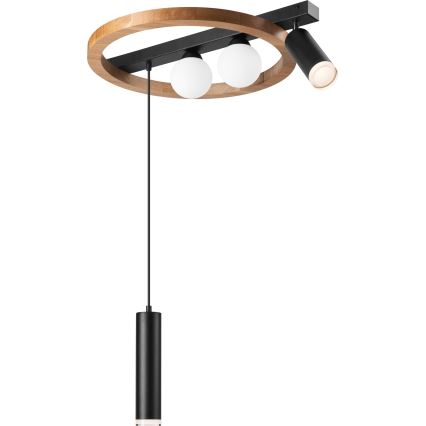 Chandelier on a string OTIS 2xG9/5W/230V + 2xE27/15W/230V oak