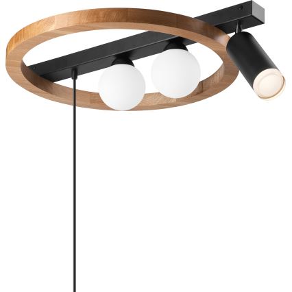 Chandelier on a string OTIS 2xG9/5W/230V + 2xE27/15W/230V oak