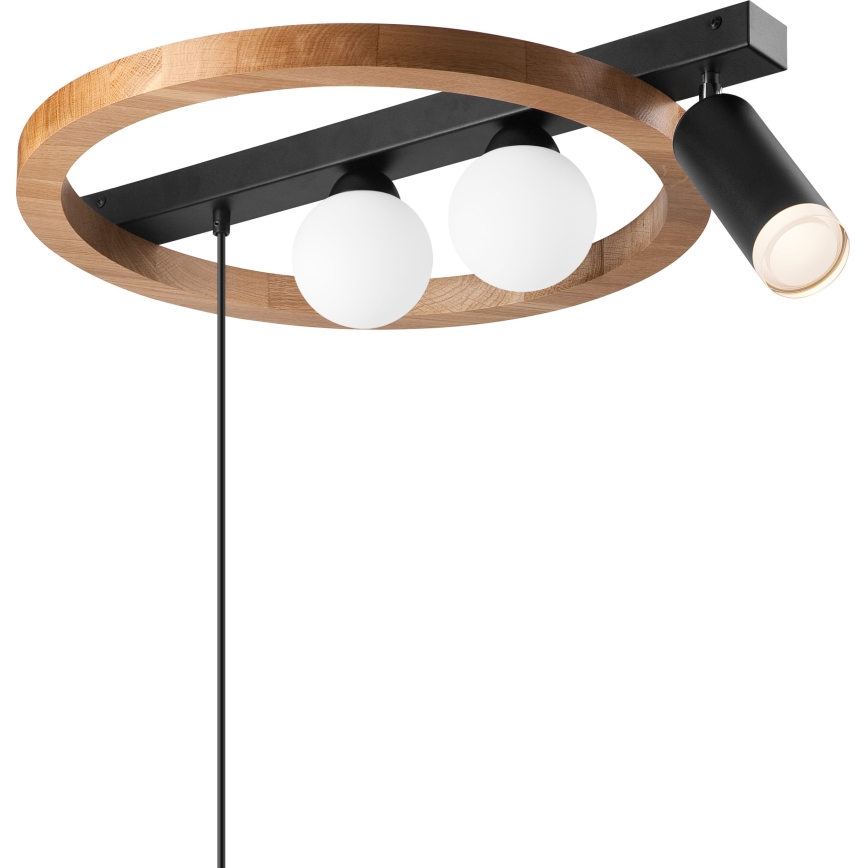 Chandelier on a string OTIS 2xG9/5W/230V + 2xE27/15W/230V oak