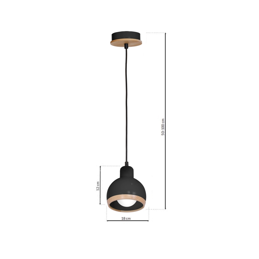Chandelier on a string OVAL 1xE27/60W/230V black