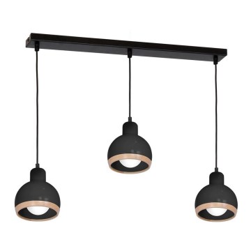 Chandelier on a string OVAL 3xE27/60W/230V black