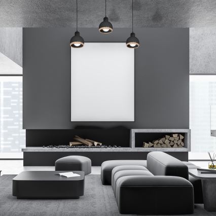 Chandelier on a string OVAL 3xE27/60W/230V black