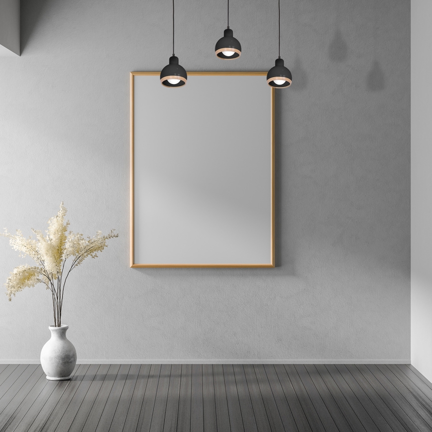 Chandelier on a string OVAL 3xE27/60W/230V black