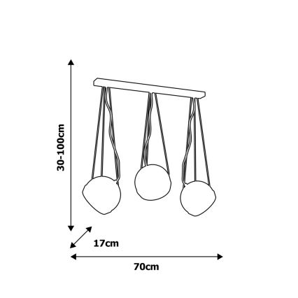 Chandelier on a string OVAL 3xE27/60W/230V