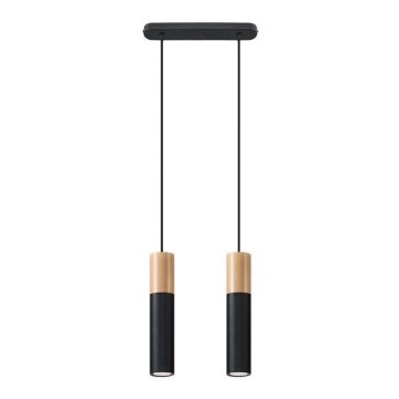 Chandelier on a string PABLO 2xGU10/40W/230V black/beech