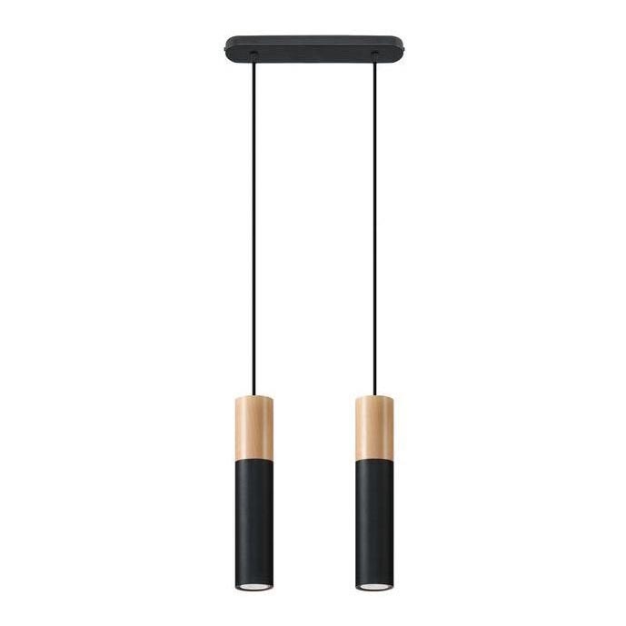 Chandelier on a string PABLO 2xGU10/40W/230V black/beech