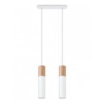 Chandelier on a string PABLO 2xGU10/40W/230V white/beech