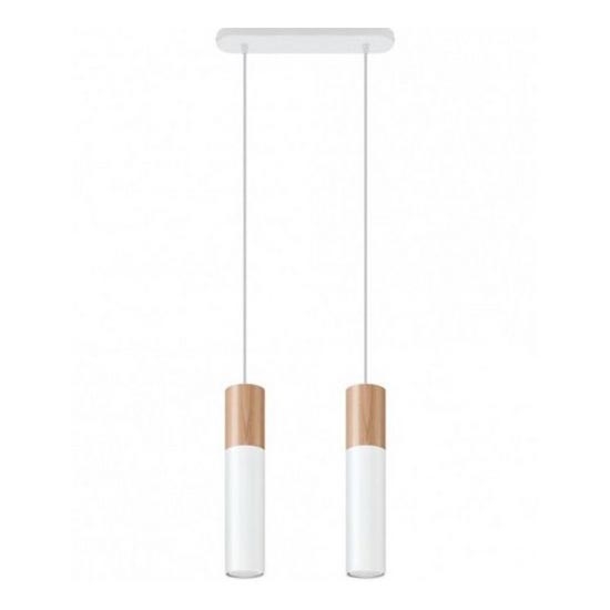 Chandelier on a string PABLO 2xGU10/40W/230V white/beech
