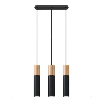 Chandelier on a string PABLO 3xGU10/40W/230V black/beech