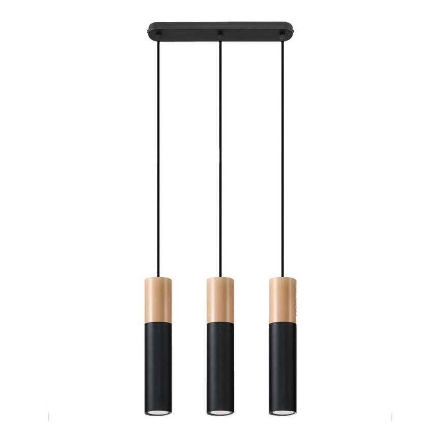 Chandelier on a string PABLO 3xGU10/40W/230V black/beech
