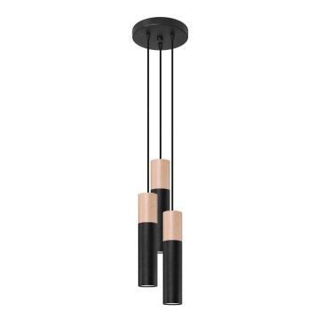 Chandelier on a string PABLO 3xGU10/40W/230V black/beech