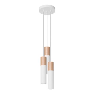 Chandelier on a string PABLO 3xGU10/40W/230V white/beech