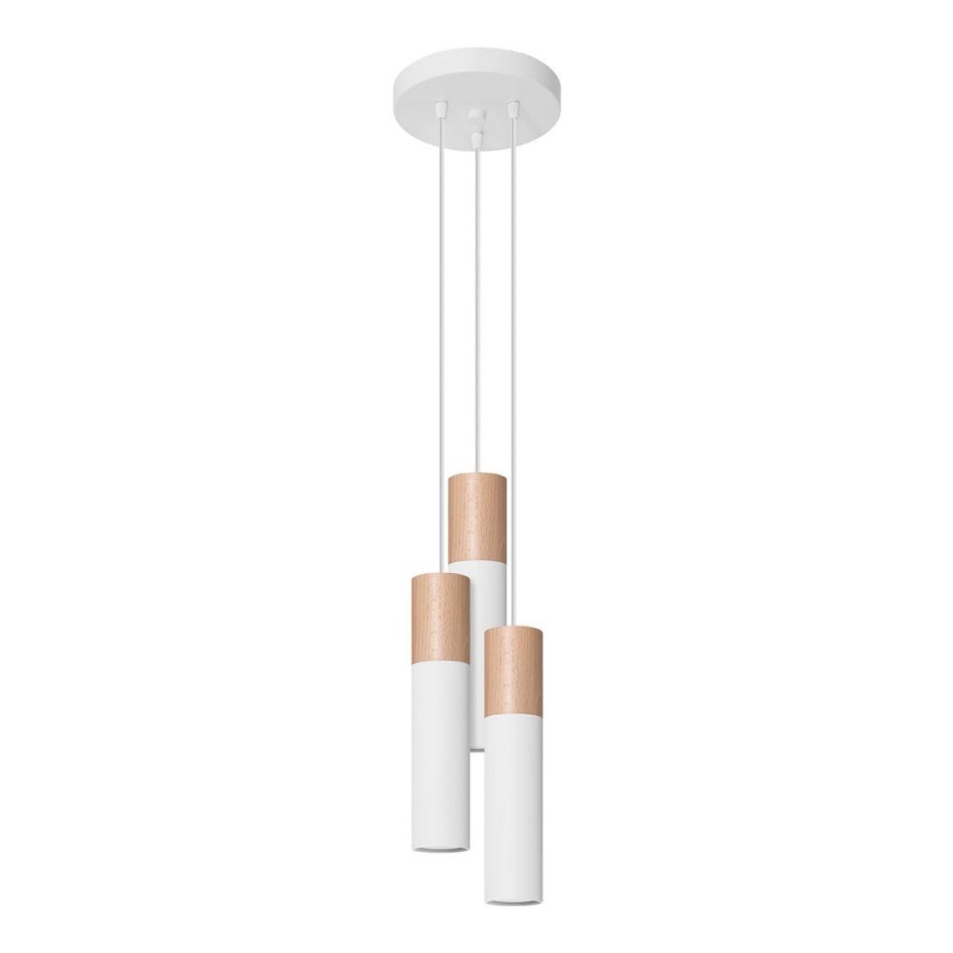 Chandelier on a string PABLO 3xGU10/40W/230V white/beech