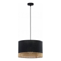 Chandelier on a string PAGLIA 1xE27/15W/230V black/rattan