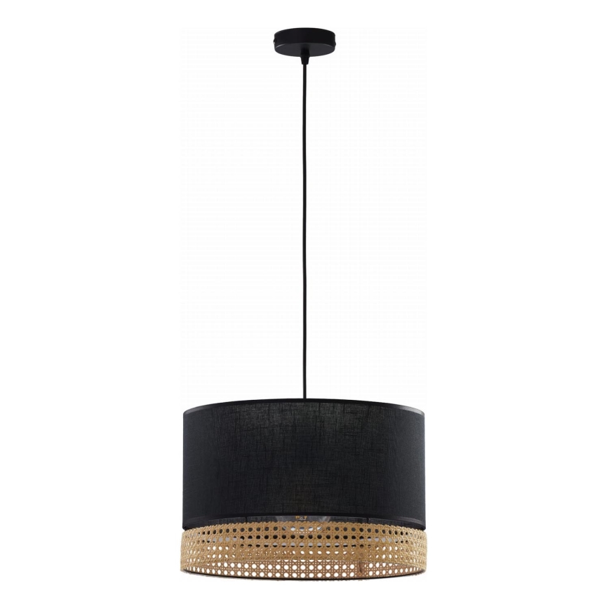 Chandelier on a string PAGLIA 1xE27/15W/230V black/rattan