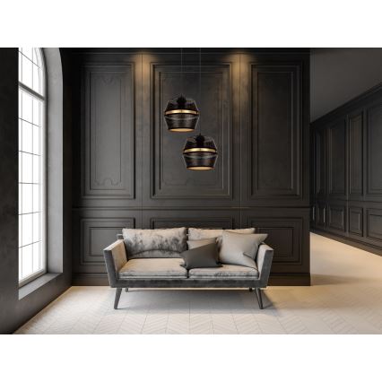 Chandelier on a string PARIS 2xE27/60W/230V black/gold