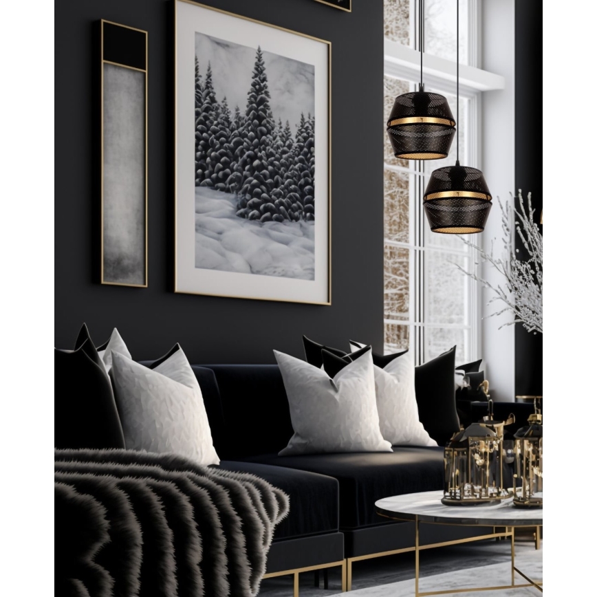 Chandelier on a string PARIS 2xE27/60W/230V black/gold