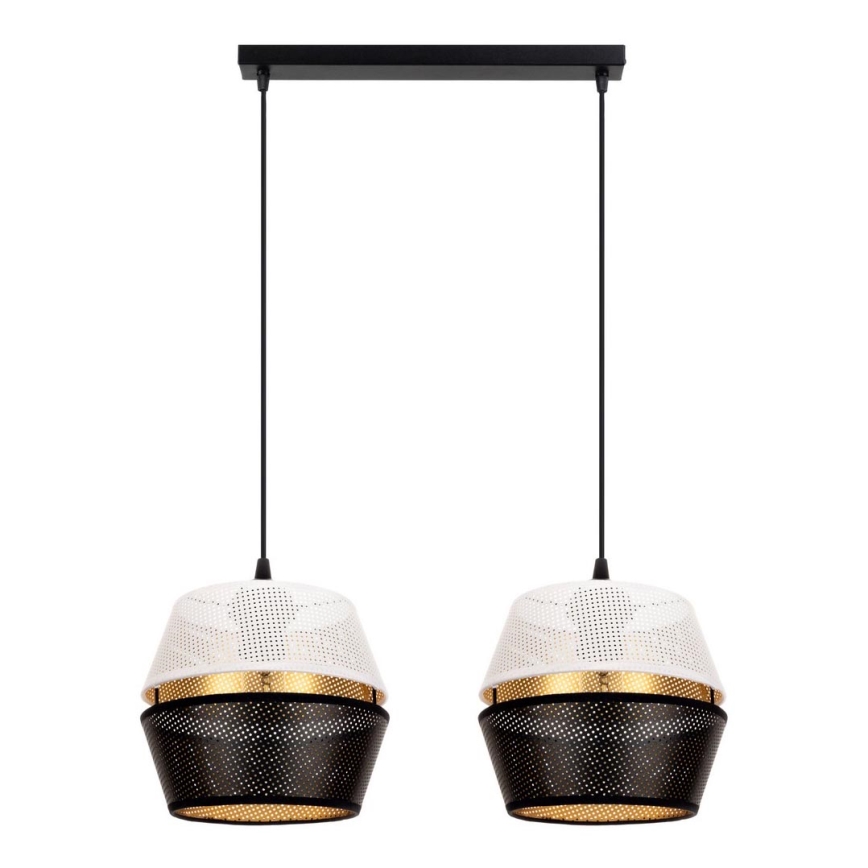 Chandelier on a string PARIS 2xE27/60W/230V white/black/gold