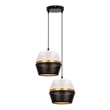 Chandelier on a string PARIS 2xE27/60W/230V white/black/gold