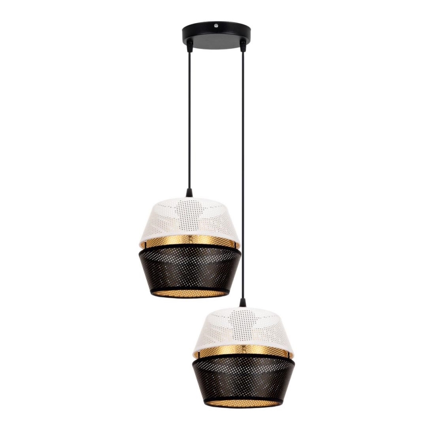 Chandelier on a string PARIS 2xE27/60W/230V white/black/gold